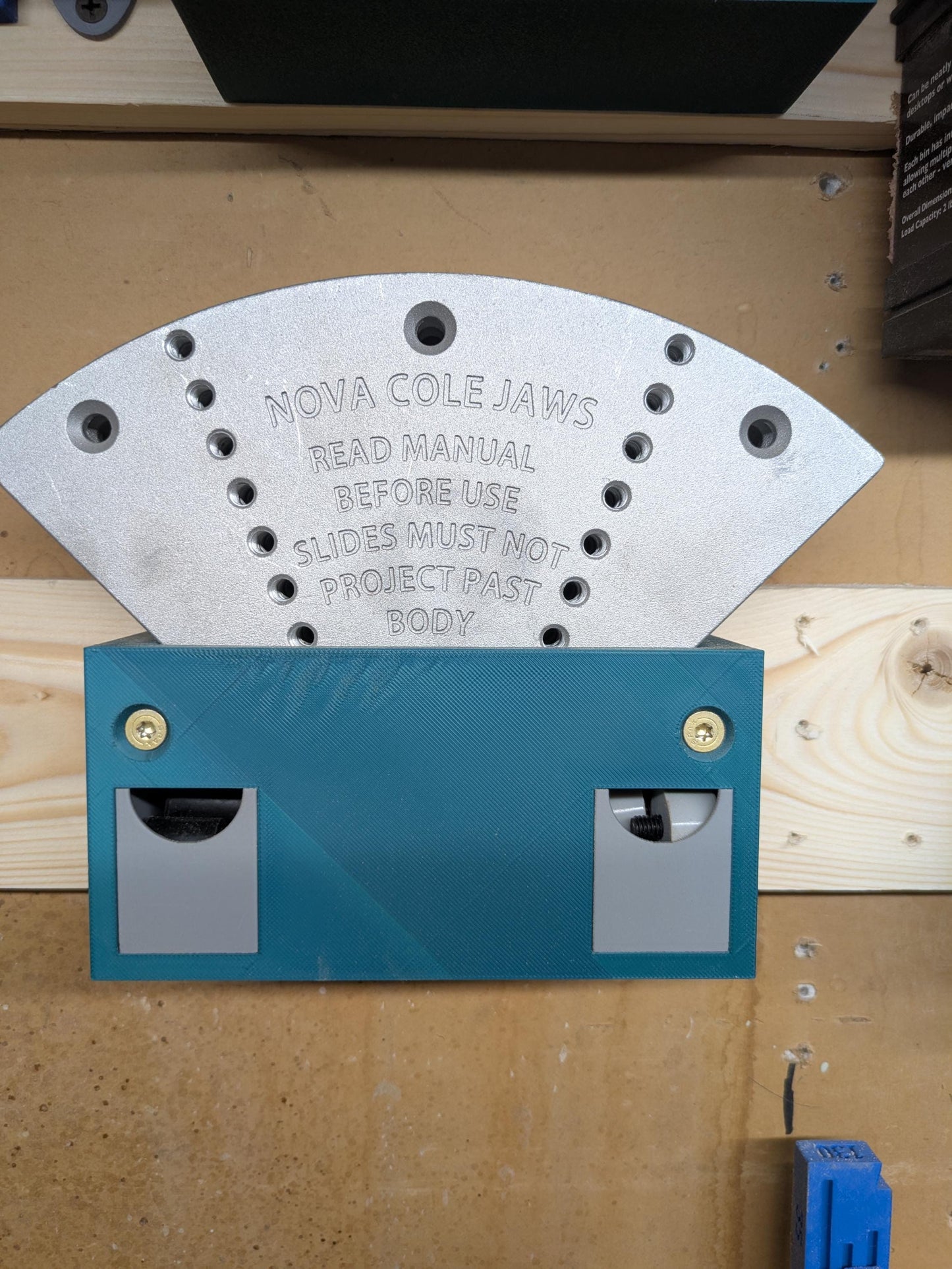 Cole jaw wall mount with two storage bins