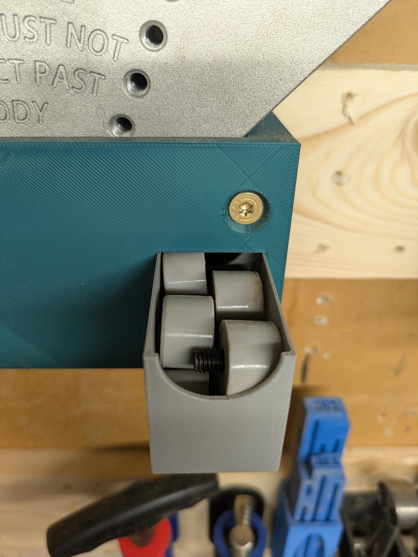 Cole jaw wall mount with two storage bins