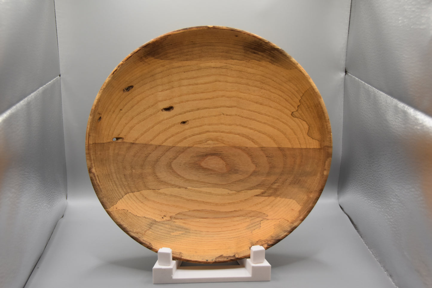 10" Low-Profile Spalted Ash Bowl with Natural Bore Holes