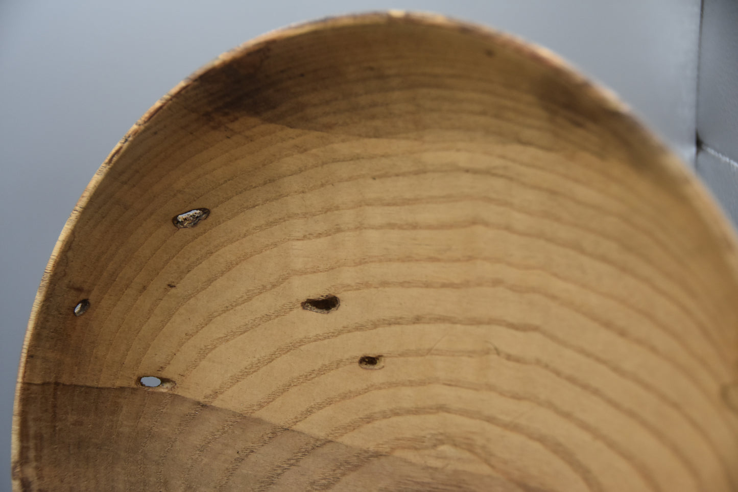 10" Low-Profile Spalted Ash Bowl with Natural Bore Holes