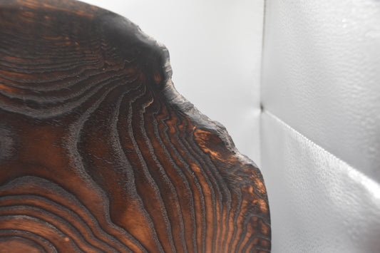 11" Shou Sugi Ban Ash Bowl with Stabilized Rim Decay