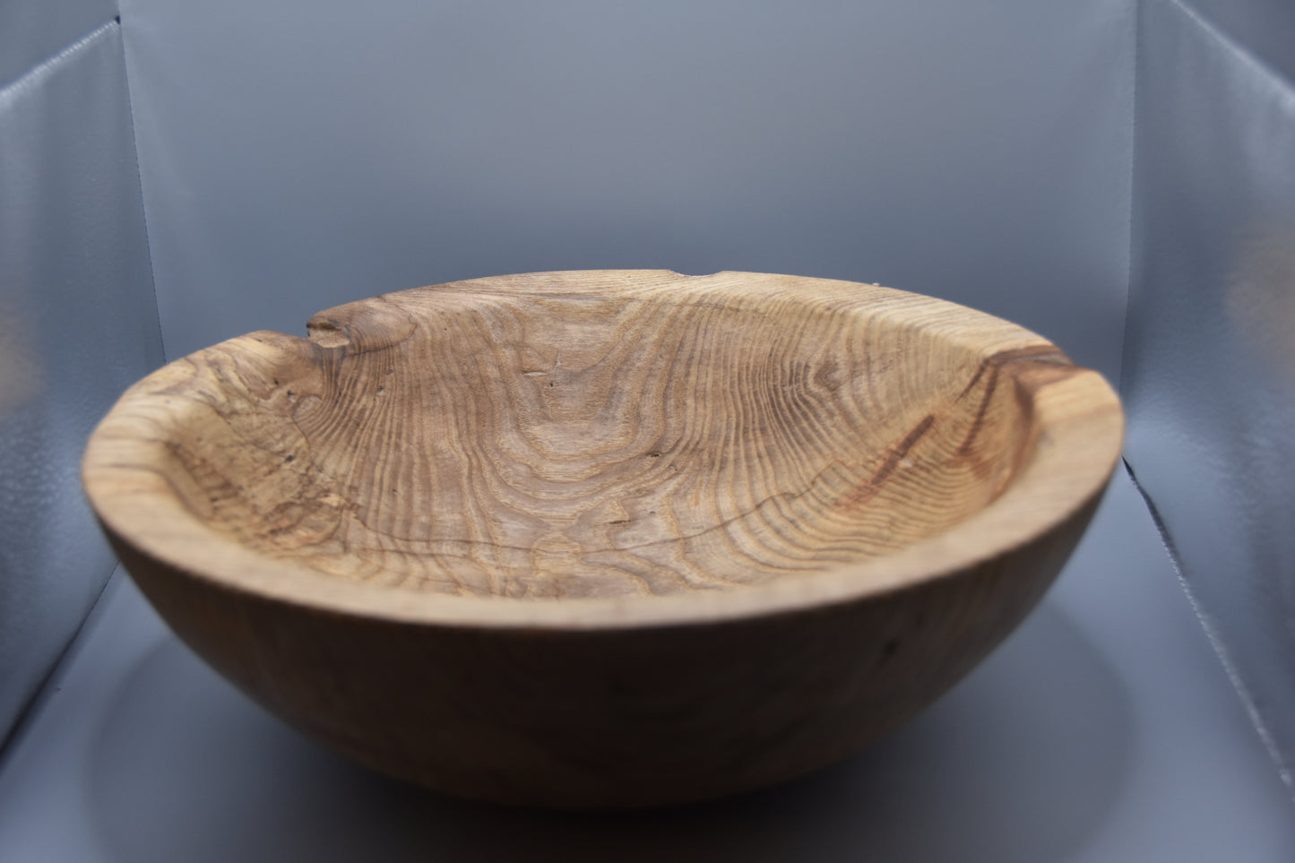 Artisan Spalted Ash Salad Bowl – 12" x 4" – Raw Natural Decay Detail