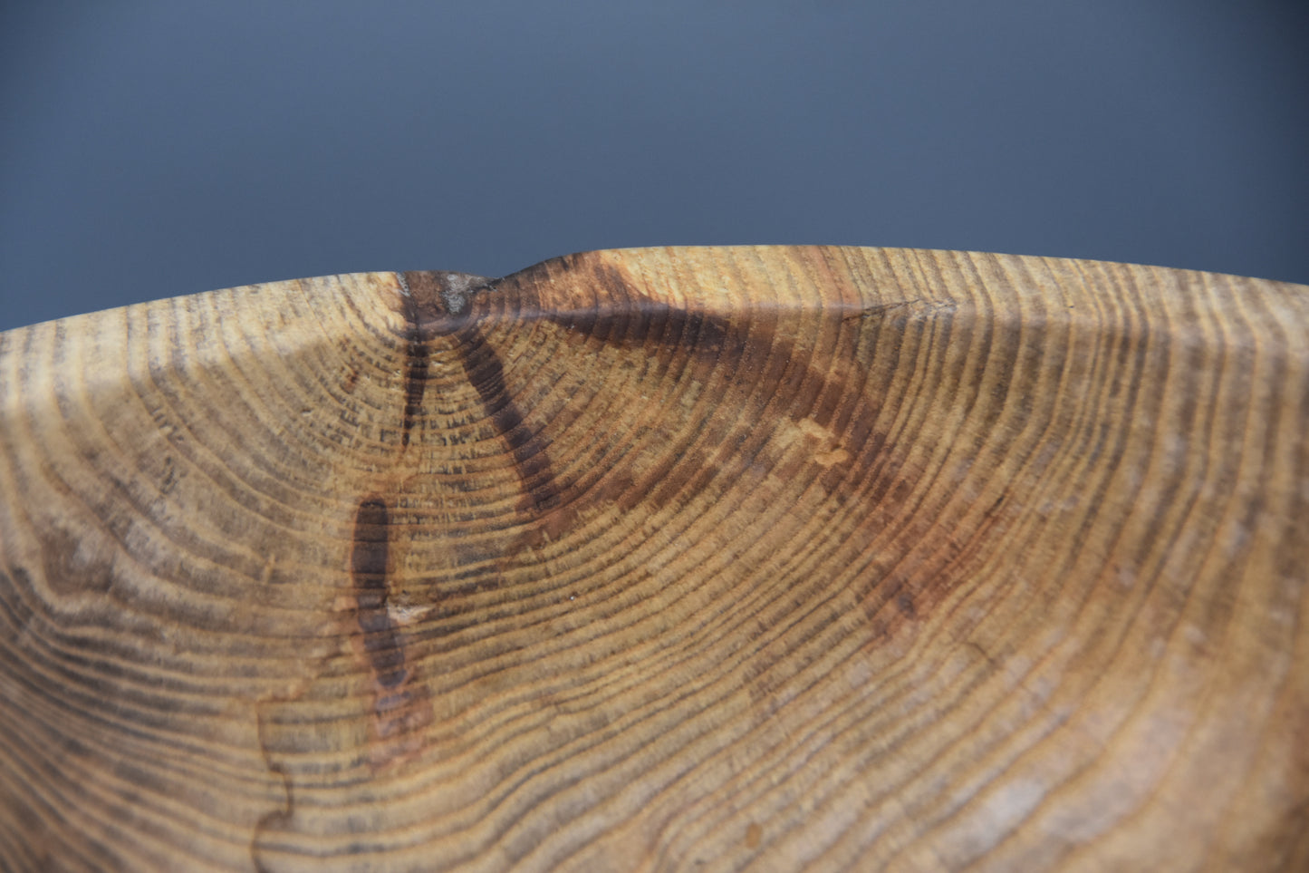 Artisan Spalted Ash Salad Bowl – 12" x 4" – Raw Natural Decay Detail