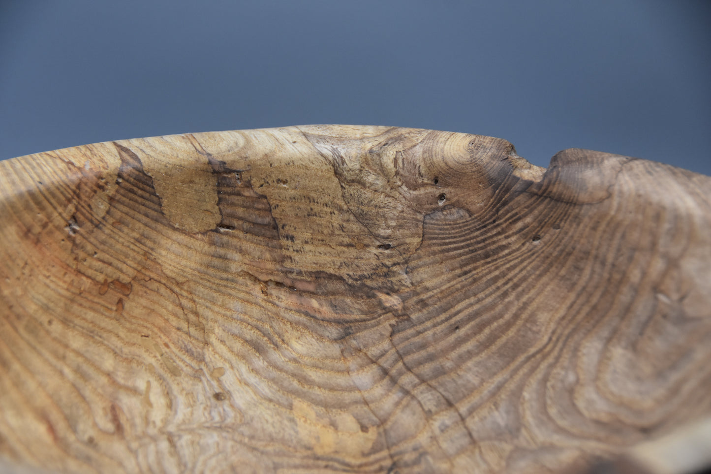 Artisan Spalted Ash Salad Bowl – 12" x 4" – Raw Natural Decay Detail