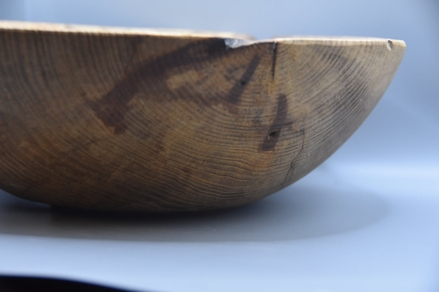 Artisan Spalted Ash Salad Bowl – 12" x 4" – Raw Natural Decay Detail