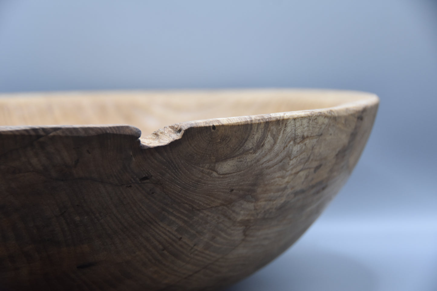 Artisan Spalted Ash Salad Bowl – 12" x 4" – Raw Natural Decay Detail