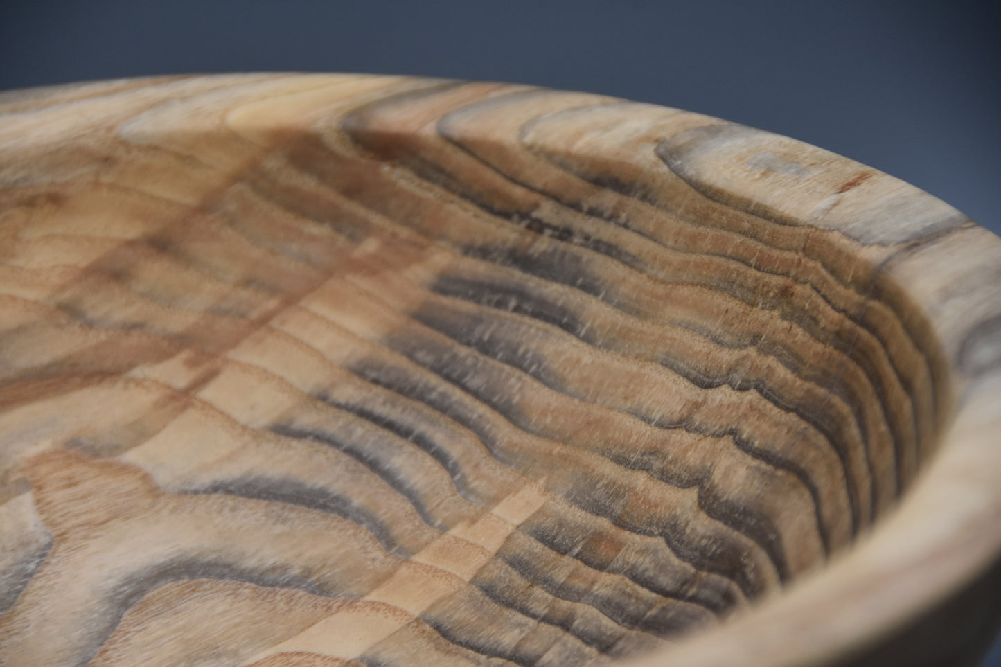 Hand-Turned Tri-Color Spalted Ash Wooden Bowl