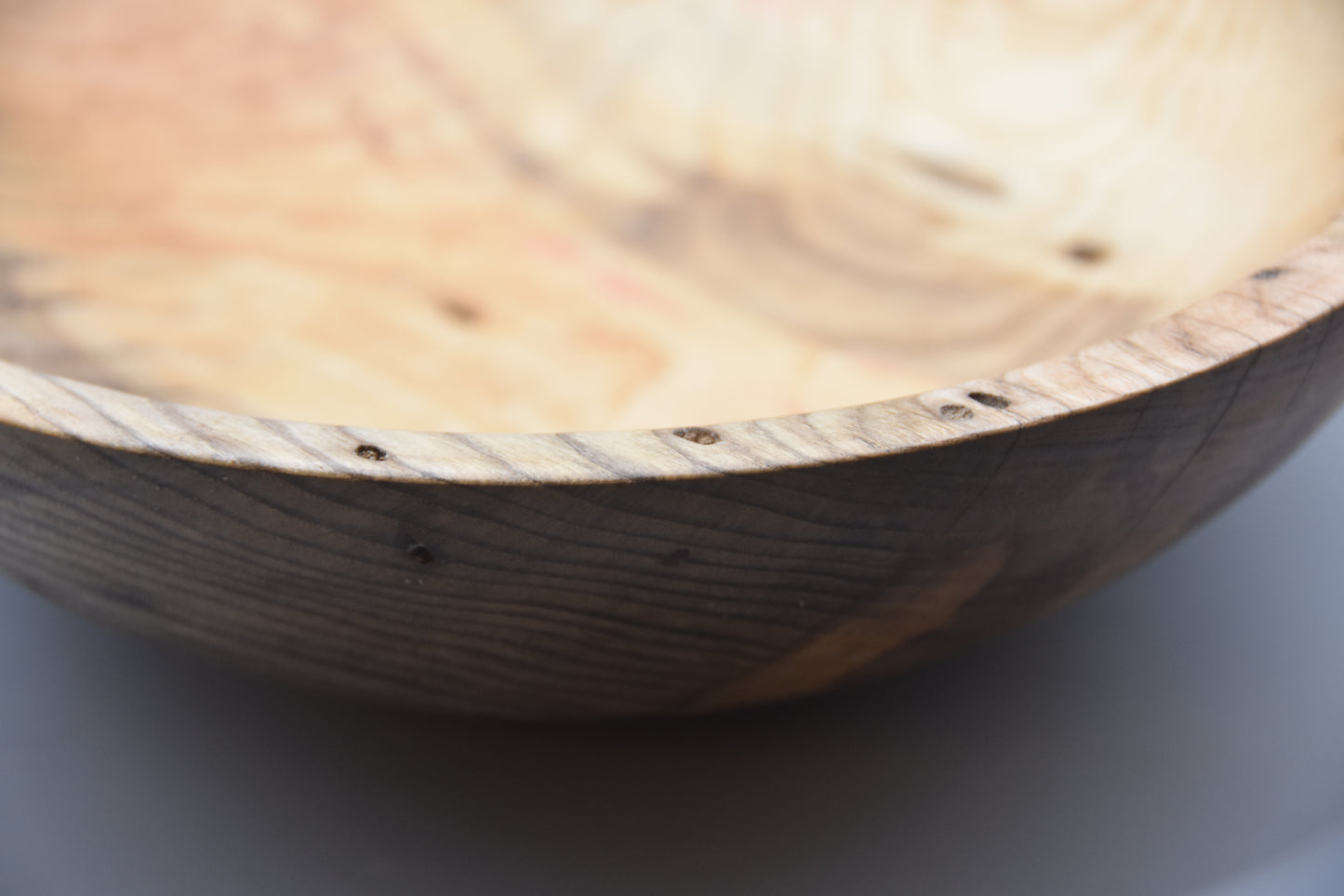 Hand-Turned Spalted Ash Bowl with Natural Bore Detail