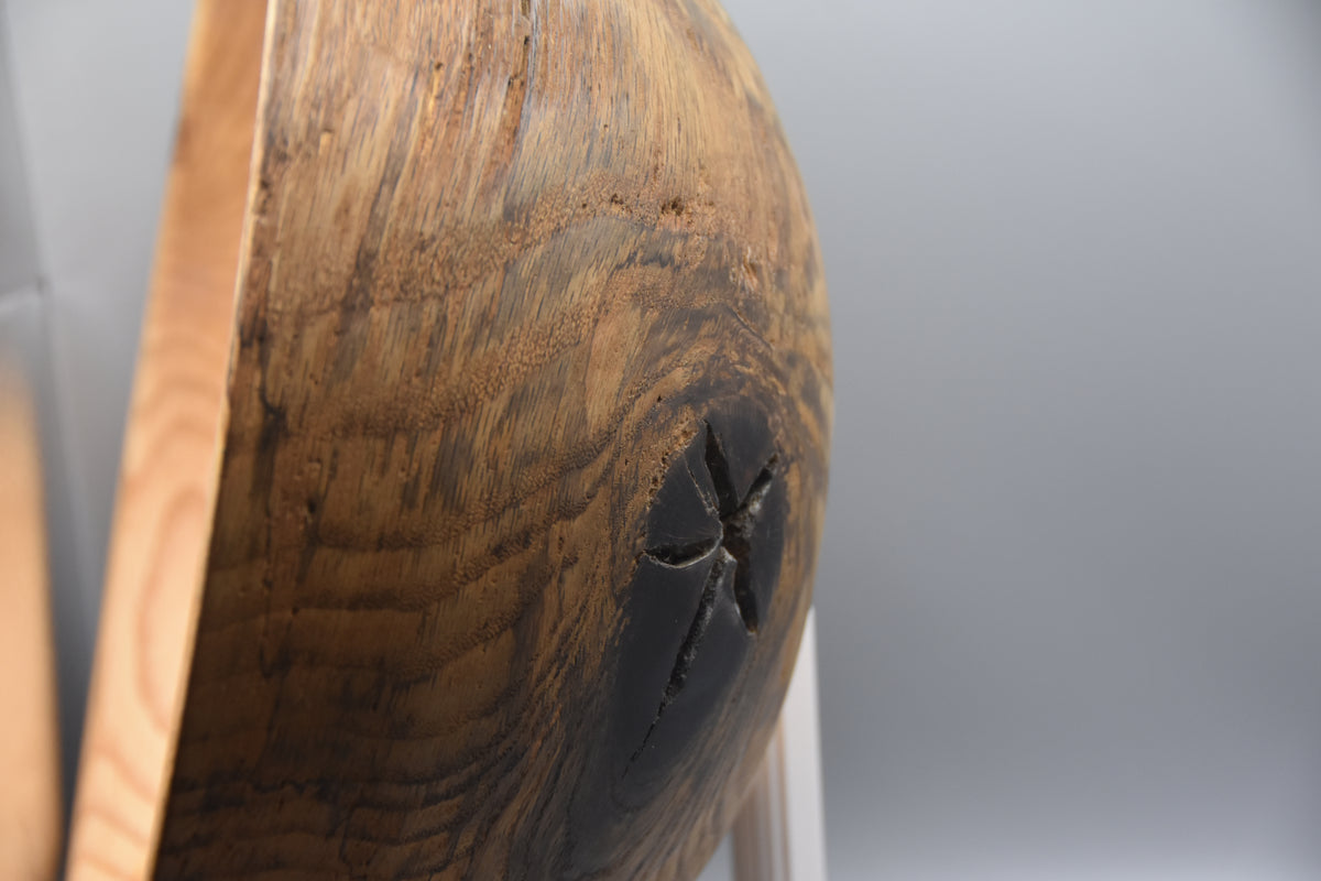 Ebonized Oak Salad Bowl with Natural Knot Detai